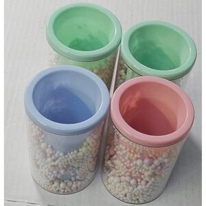 4pc Acrylic Pastel Pen Pencil Holder Set Small Foam Balls Pink Blue Green 4"